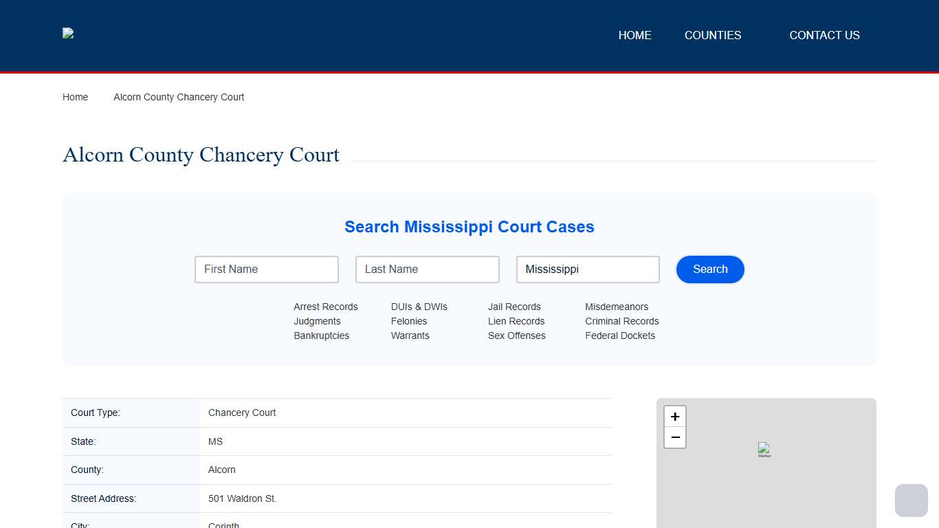 Alcorn County Chancery Court Case Records Search | Alcorn, MS
